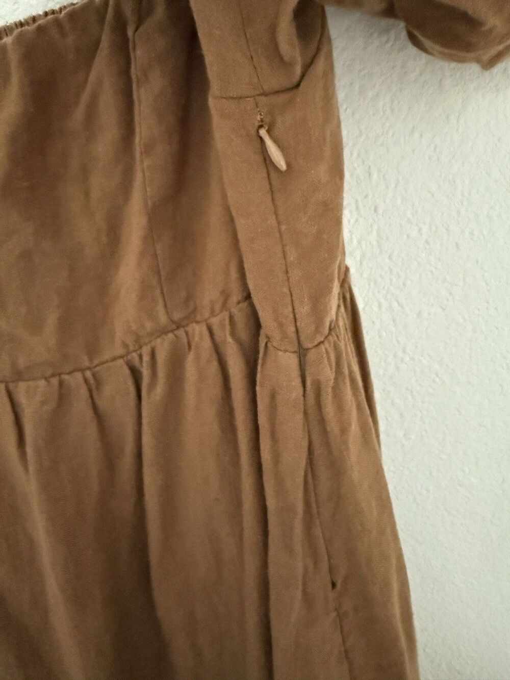 SOLAI The Label French Riviera Linen Maxi Dress L Puff Sleeve Peasant Ren Fair - Picture 9 of 16